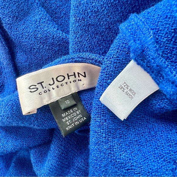St.John Knitted Sleeveless Sheath Bodycon Mini Dress Wool A-Line Navy Vintage 10 - Picture 7 of 10